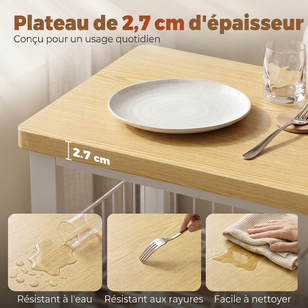 Étagère de rangement de cuisine avec paniers coulissants et placard, support micro-ondes, 100 x 35 x 80 cm, blanc-5