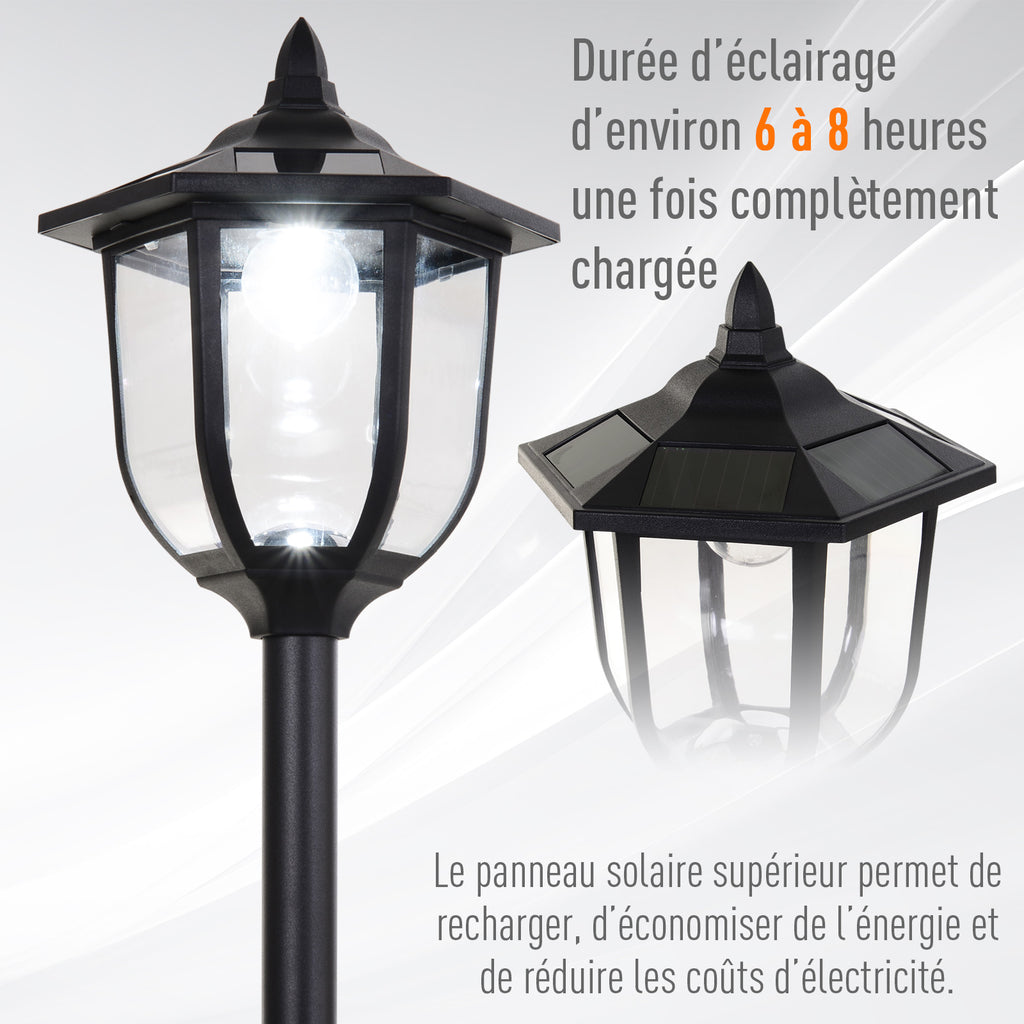 Luminaire extérieur lampadaire sur pied solaire lampadaire lanterne classique LED 60 Lm max. dim. 26L x 26l x 177H cm noir-3