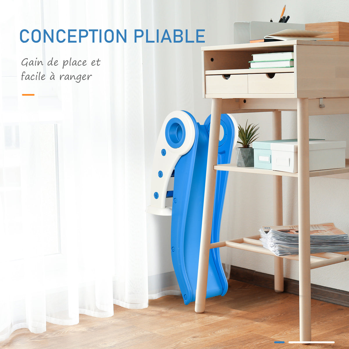 Toboggan Enfant Pliable pour Usage intérieur et extérieur 3 à 6 Ans 120 x 50 x 56 cm HDPE Bleu-4