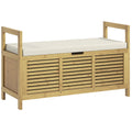 Banc de rangement avec compartiment caché sous assise pour entrée coussin et accoudoir 100 x 40 x 60 cm naturel-0