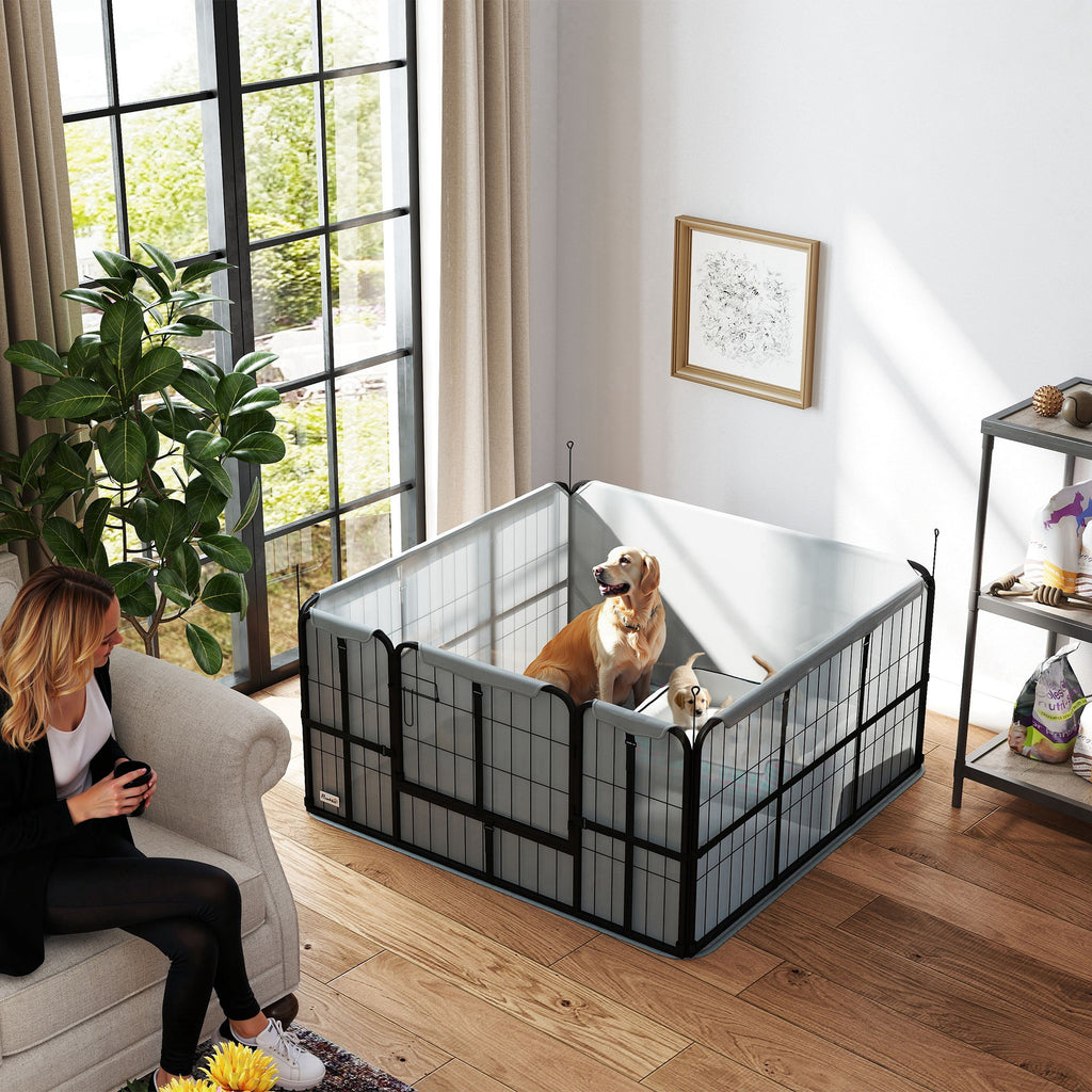 Parc de mise bas pour chien caisse de mise bas pour chiens avec porte tapis de propreté lavable 122 x 122 x 60 cm noir-1