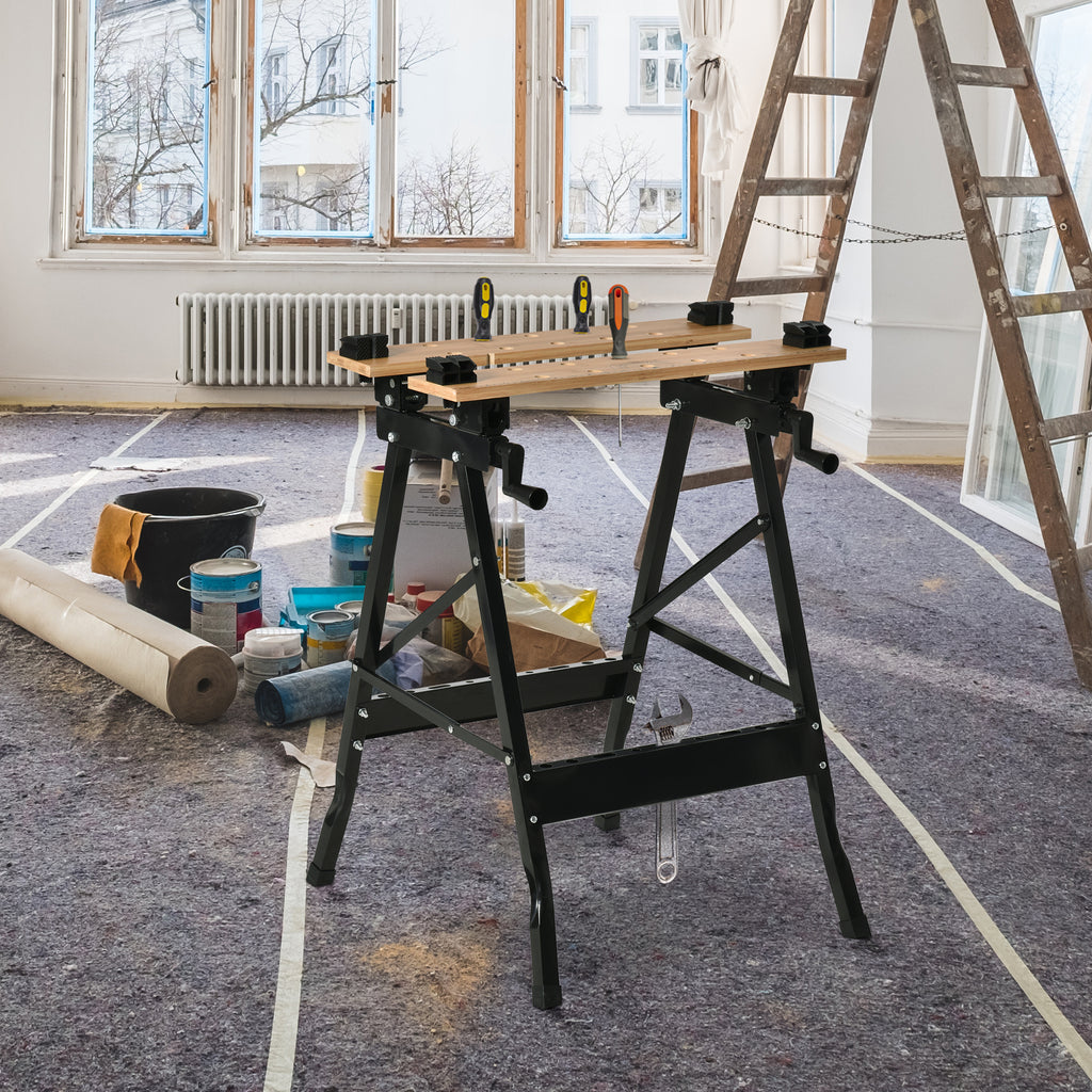 Établi pliant établi de serrage avec 4 serre-joints table de travail, charge 150 kg, 63,5x60,5x78cm, noir-9