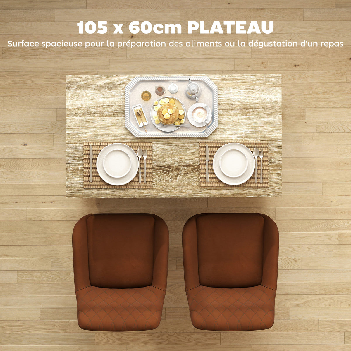 Desserte îlot de cuisine étagère réglable 2 compartiments ouverts 2 placards plan de travail effet bois 105 x 60 cm noir-5