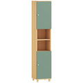 Meuble de salle de bain meuble de rangement 2 placards 2 compartiments ouverts étagères réglables 30 x 30 x 166 cm, vert-0
