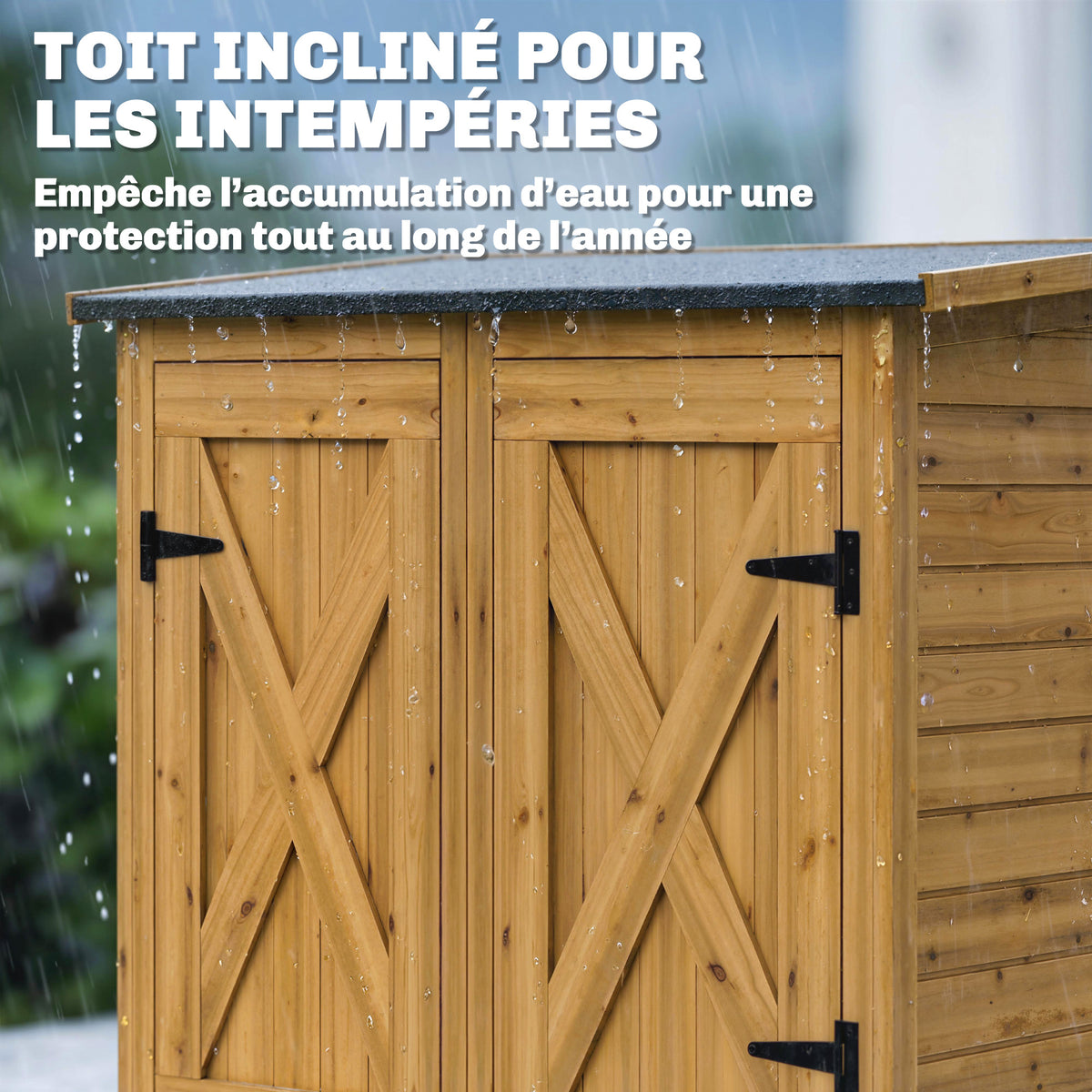 Abri de Rangement en Bois, Cabane de Jardin avec 2 Étagères, Marron-4
