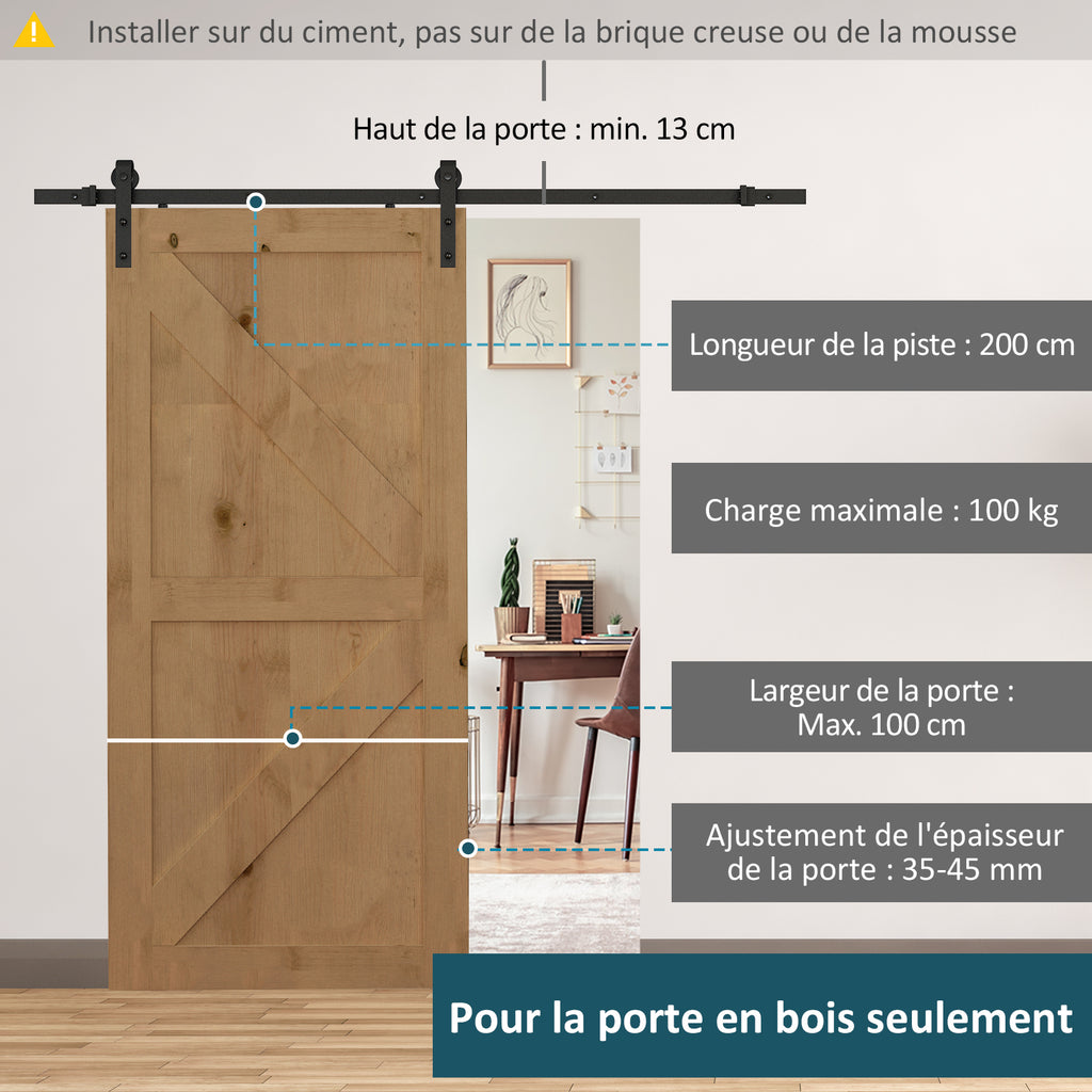 Kit de Porte Coulissante, Système Galandage pour Porte d'une Épaisseur de 35-45 mm et Largeur Max. 1 m, Charge-3