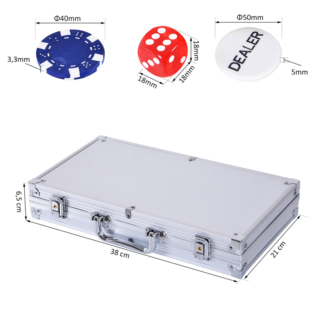 Mallette de Poker Coffret de Poker Complet avec 300 jetons 2 Jeux de Cartes + 2 clés Aluminium-2