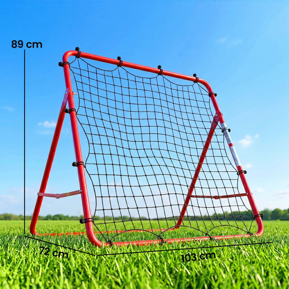 Filet de Rebond Football Portable, 5 Angles Réglables en Acier et Nylon à Double Couche, 103x72x89cm, Rouge-2