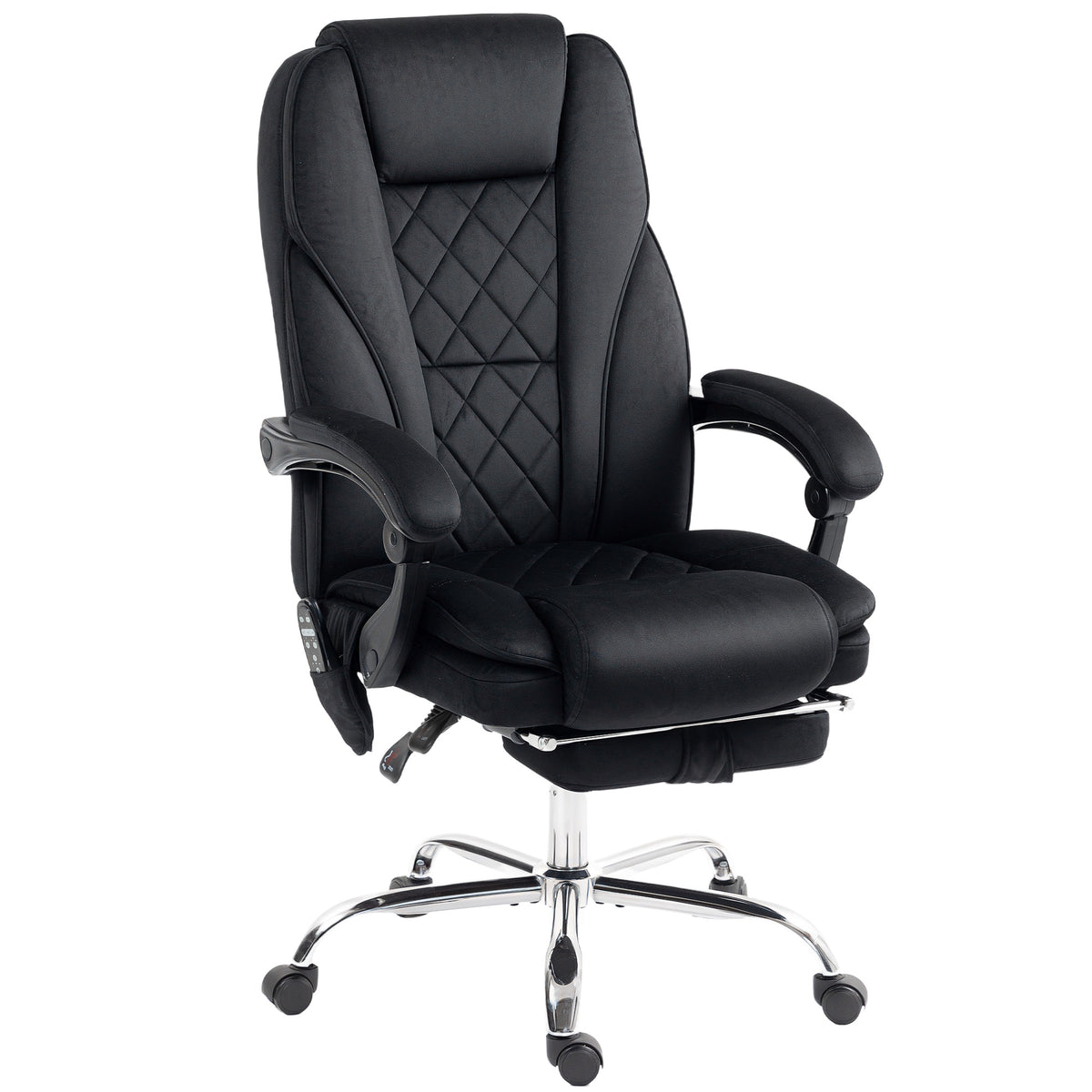 Fauteuil de bureau massant et chauffant hauteur réglable dossier inclinable télécommande repose-pieds rétractable noir-0