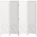 Paravent intérieur en bois 4 panneaux séparateur de pièce pliable panneau perforé 152 x 1,7 x 144,5 cm blanc-0
