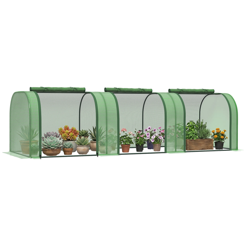 Mini Serre de Jardin Serre à tomates 3L x 1l x 0,8H m Acier PE Haute densité 140 g/m² Anti-UV 3 fenêtres Vert-0