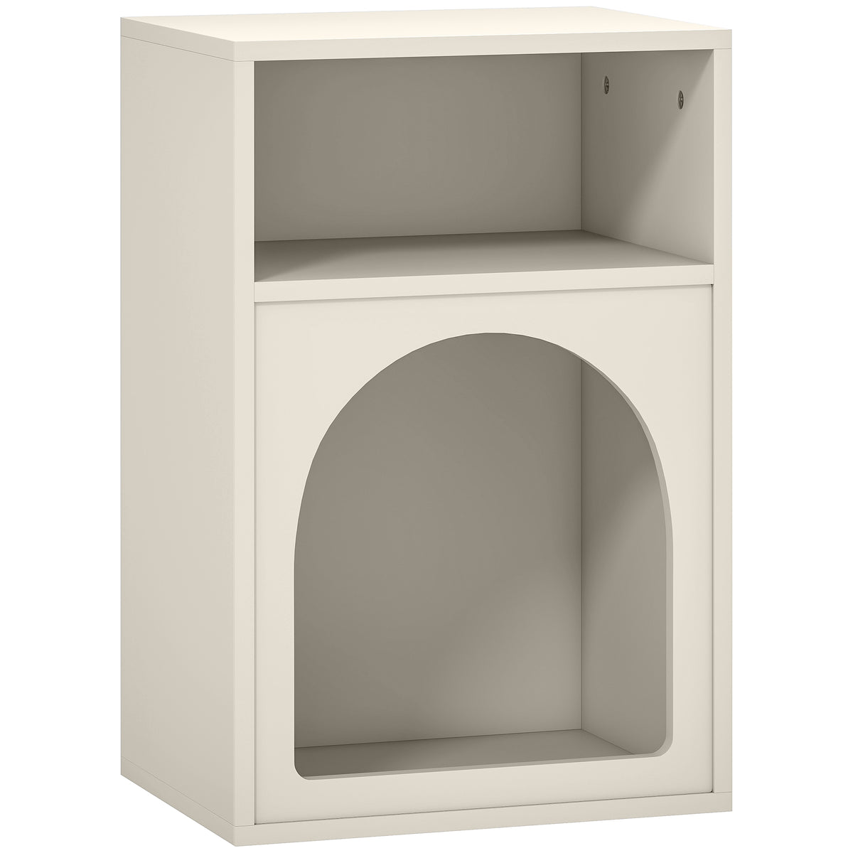 Table de chevet, table de nuit avec compartiments ouverts, design arqué, 40 x 30 x 60 cm, crème-0