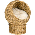 Panier chat lit surélevé chat cosy niche grotte à chat grand confort dim. 40L x 37l x 51H cm coussin moelleux beige inclus-0