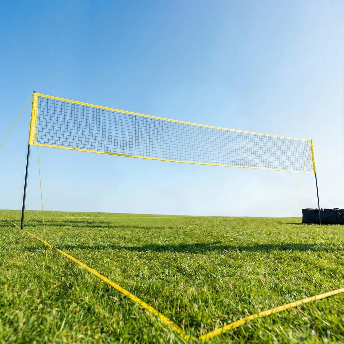 Ensemble de Volley-Ball et Badminton, Poteaux en Acier Hauteur Réglable, Sac de transport, pour Pelouse Plage Jardin-1