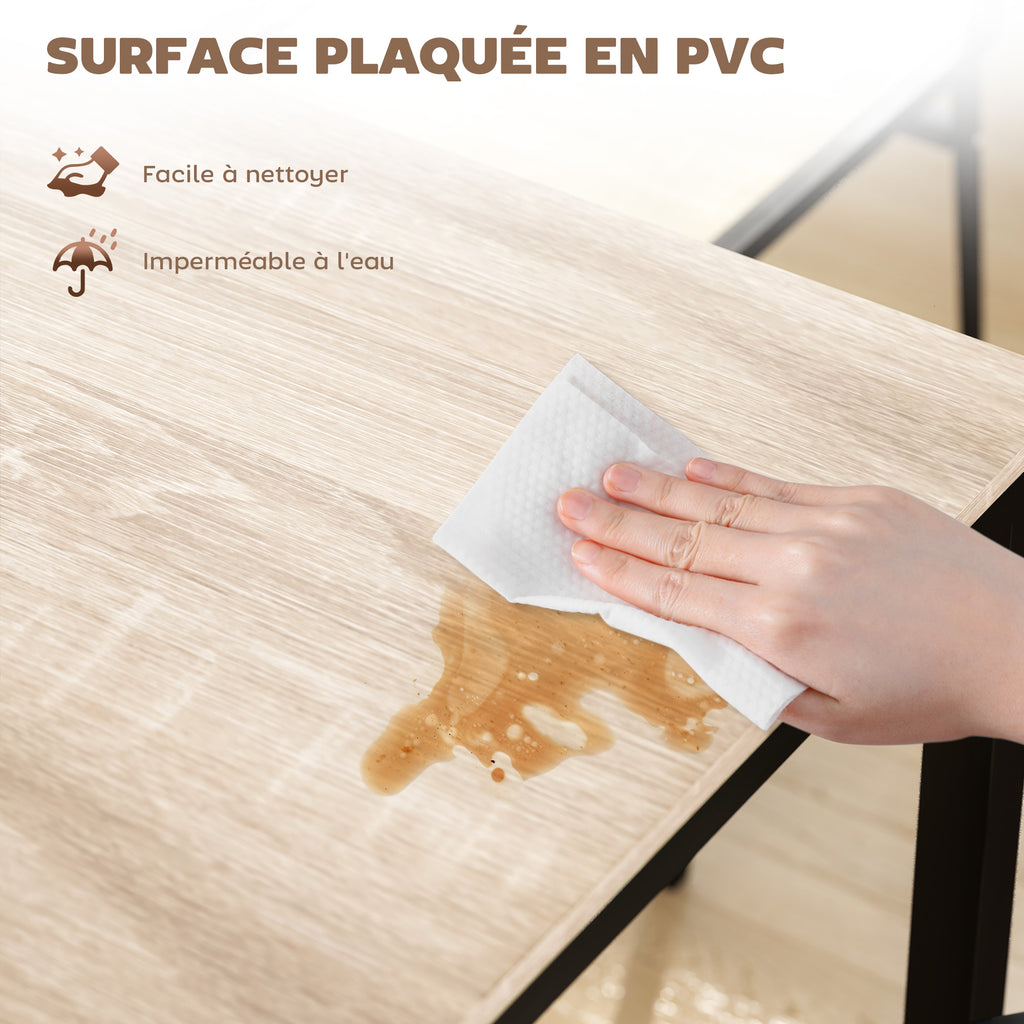 Ensemble table à manger 5 pièces avec 4 chaises lateau MDF coloris bois de chêne châssis métal noir-5