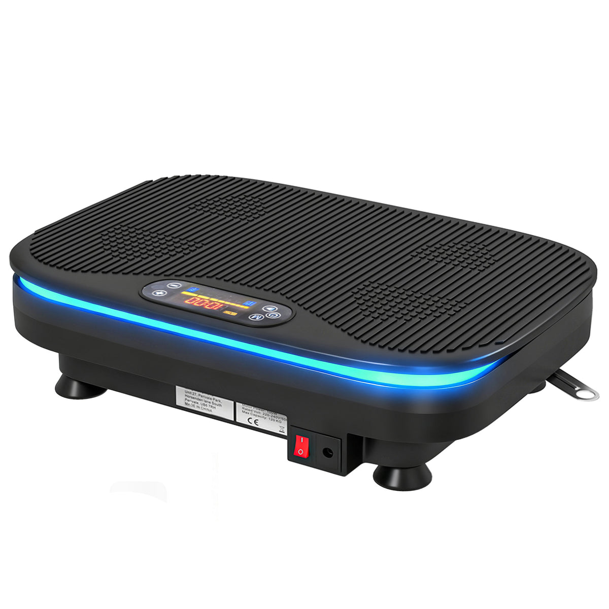 Plateforme Vibrante avec Lumières, Bluetooth, 3 Programmes, 99 Vitesses, Télécommande, Écran LED, 47x32x12cm, Noir-0