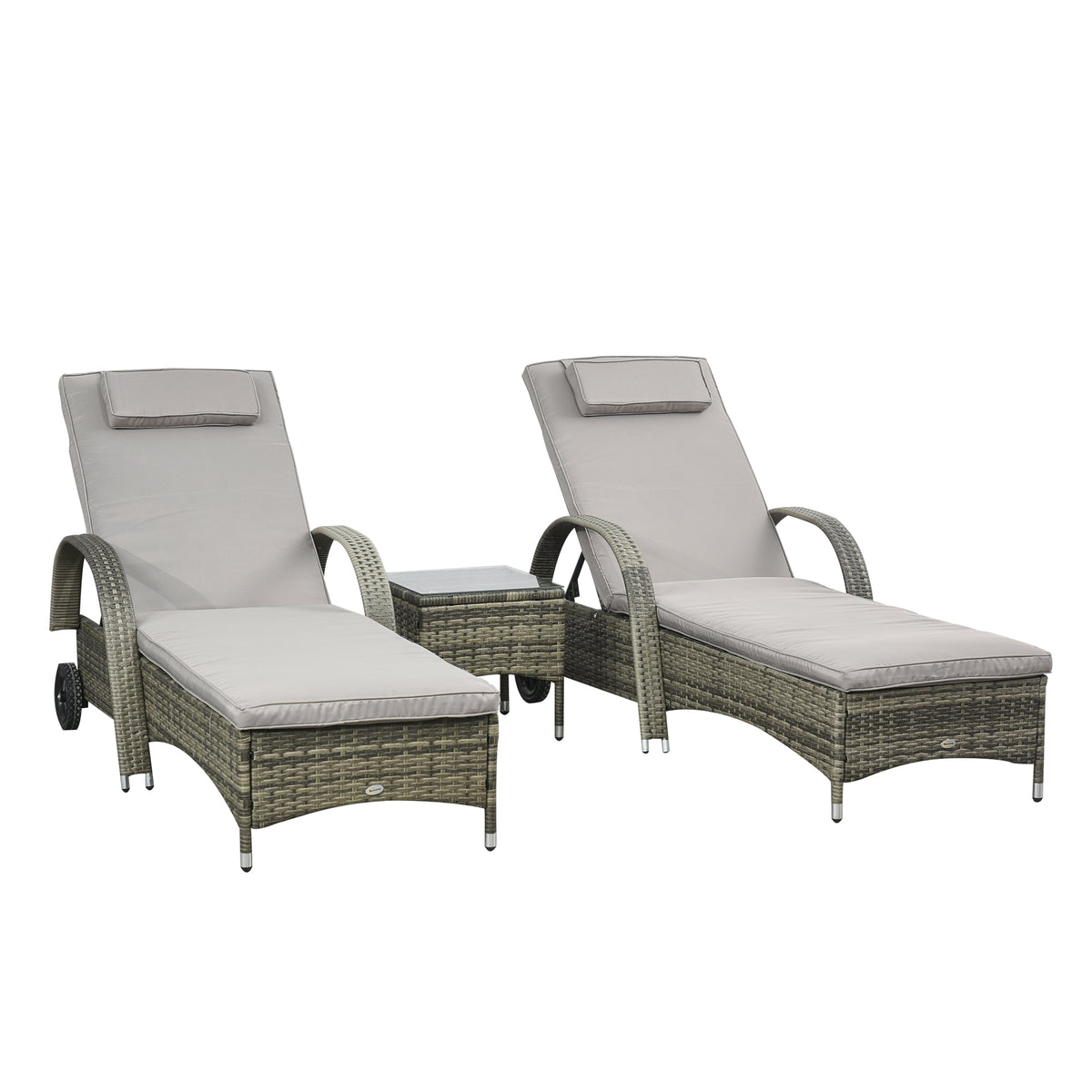 Lot de 2 transats bains de soleil : matelas, têtière, inclinaison réglable multipositions, accoudoirs-0