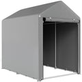 Abri de Jardin Imperméable avec 2 Compartiments, Porte Enroulable à Fermeture Éclair, 120x179x165cm, Gris Clair-0