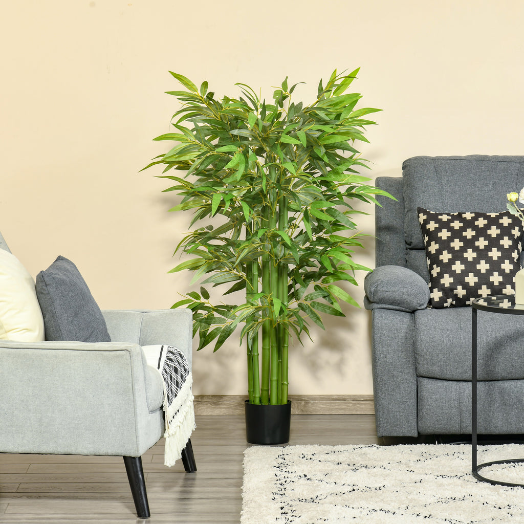 Plante artificielle bambou arbre artificiel 140 cm avec pot, fausse plante vert décoration d'intérieur-9