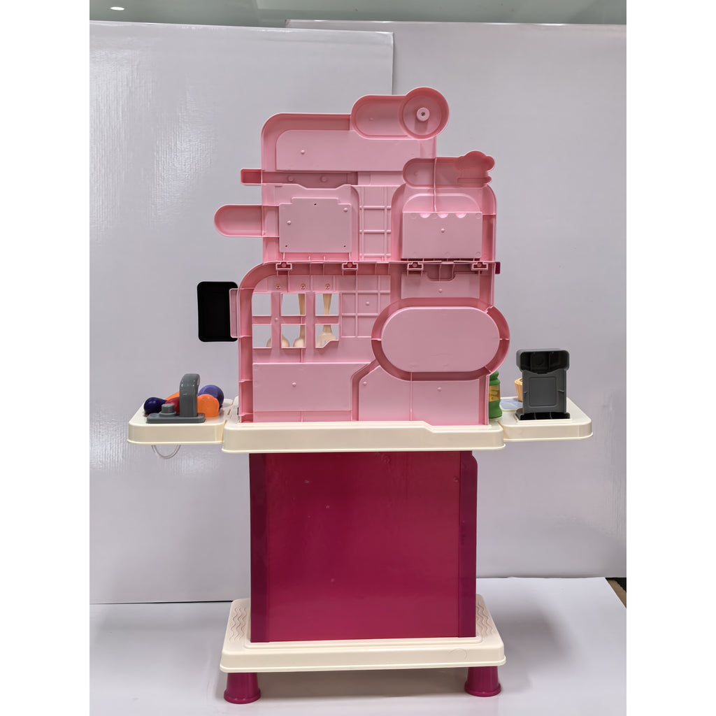 Cuisine pour Enfants Interactive, 33 Accessoires, avec Sons, Lumières, Rangement, 3-6 Ans, 67x25x87cm, Rose-2