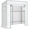 Serre de jardin murale adossée avec 1 porte enroulable, bâche PE renforcée, 2 fenêtres, dim. 196L x 77l x 197/178H cm-0