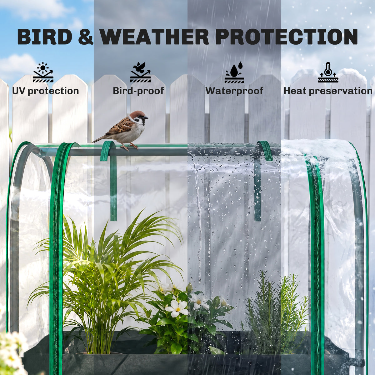 Mini Serre avec Sac de Plantation, Serre Portable avec porte enroulable, 68 x 50 x 70 cm, Vert Foncé-7
