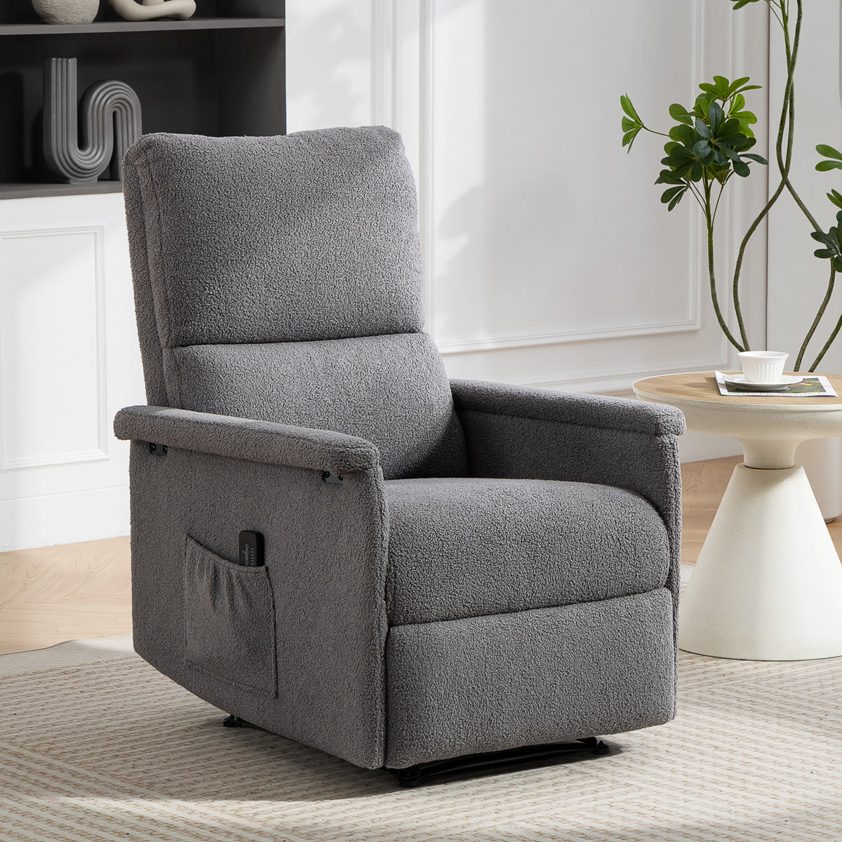 Fauteuil de massage inclinable, fauteuil de relaxation, dossier réglable, large assise, repose-pied, 69x84x99cm, gris-9
