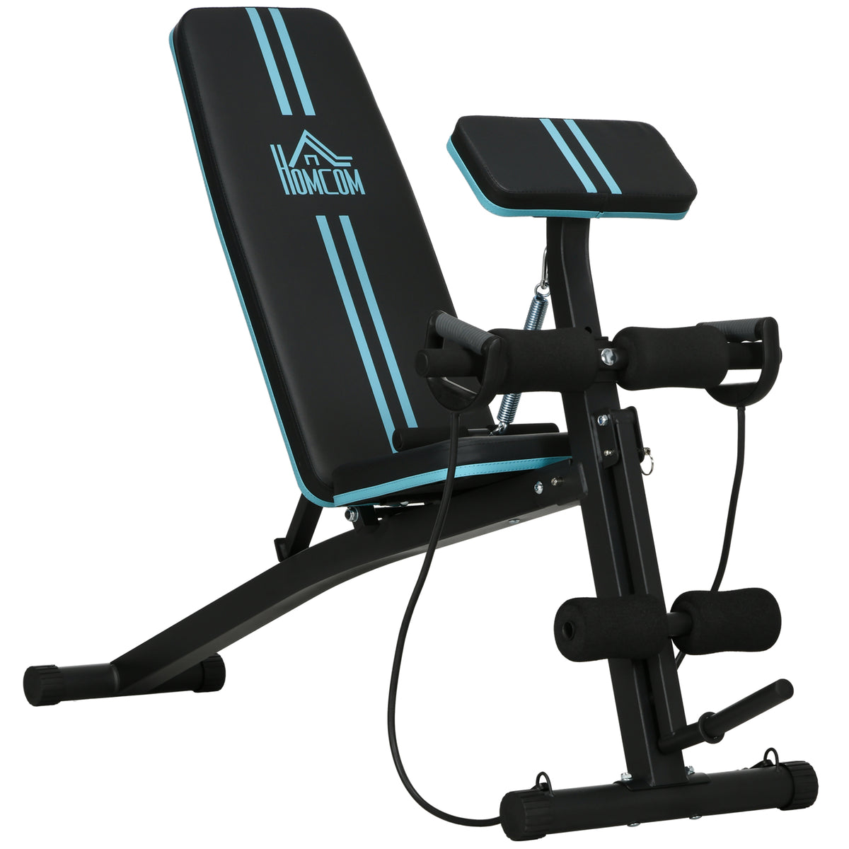 Banc de musculation pliable inclinable, banc réglable avec extenseur des jambes, acier, 54 x 160 x 106 cm, noir bleu-0