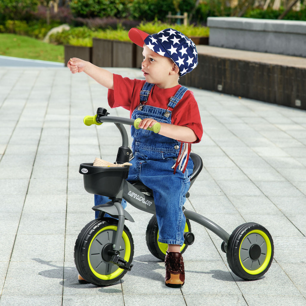 Tricycle enfants avec sonnette et panier selle réglable avec dossier - pour enfant de 2 à 5 ans noir-1