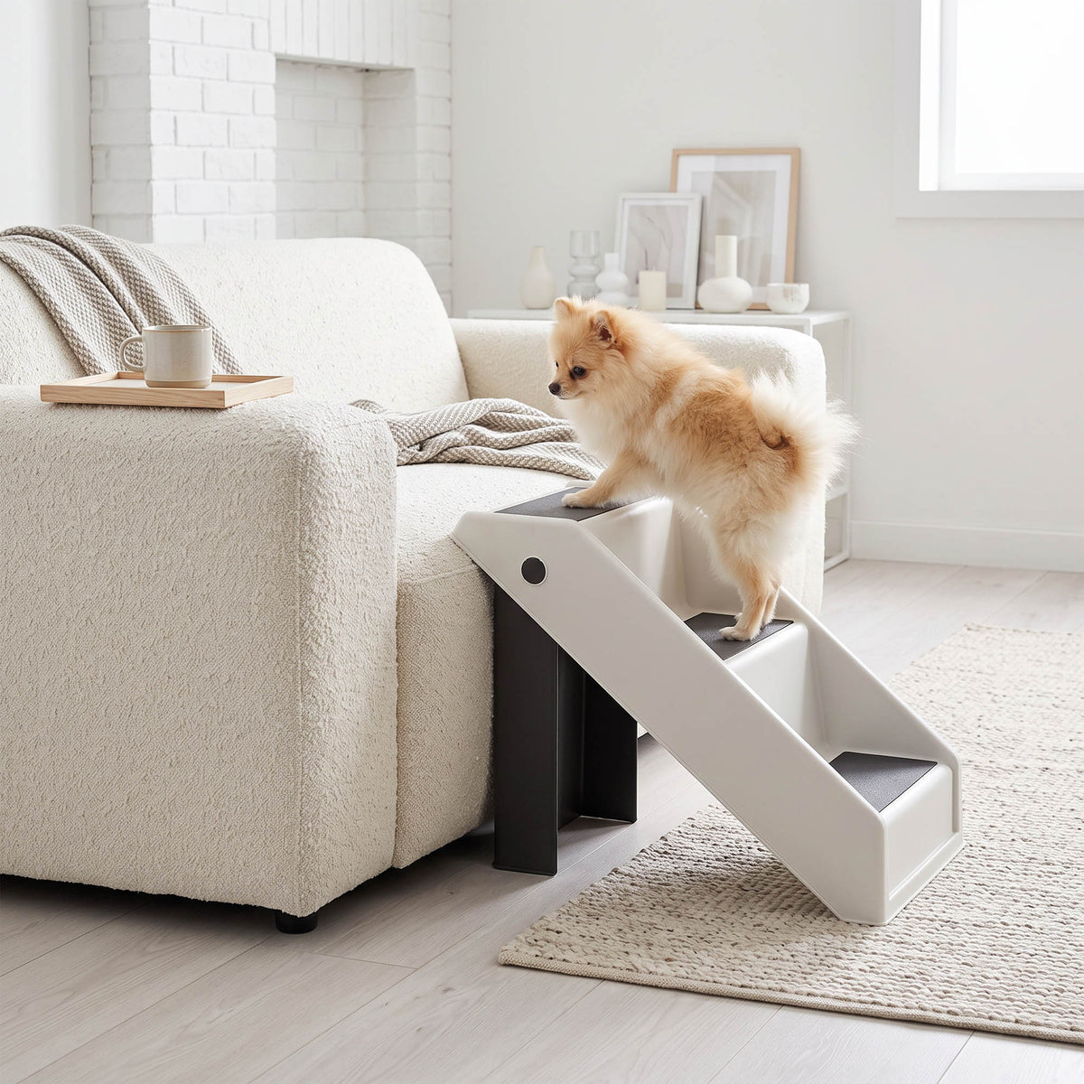 Escalier pour chien pliant à 3 marches antidérapantes escalier pour animaux en plastique 53 x 30,5 x 36,5 cm crème-9