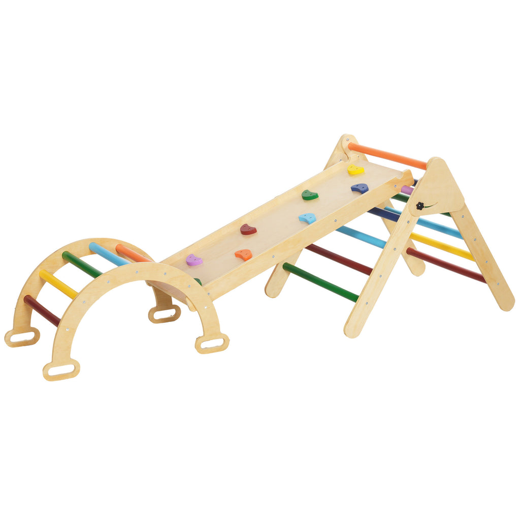 5 en 1 Triangle arche d'escalade enfants avec rampe d'escalade réversible toboggan bascule multicolore-0