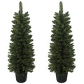 Lot de 2 Sapins de Noël Artificiels 120 cm, Base en Pot de Culture, Pointes de Branches Ignifuges, Vert-0