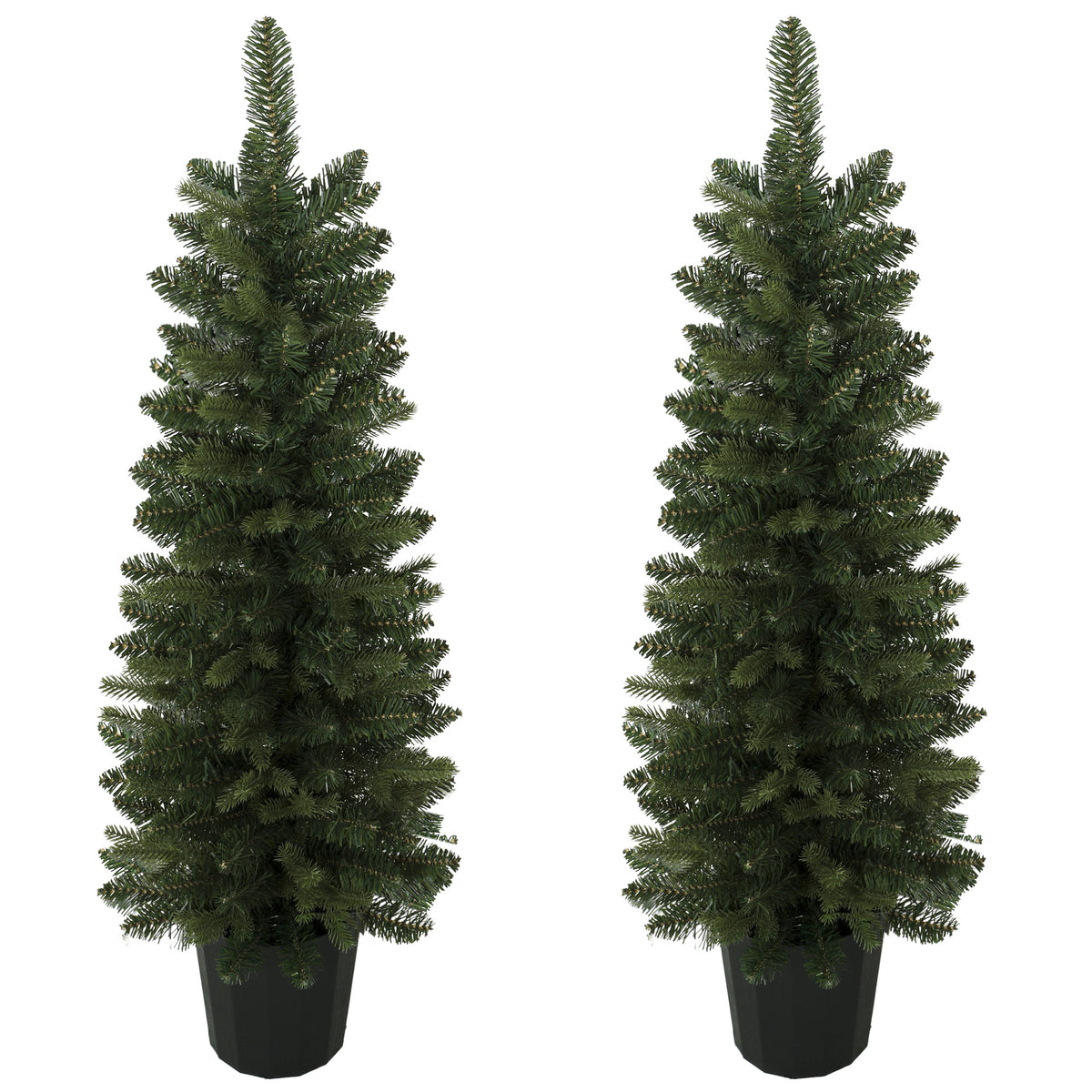 Lot de 2 Sapins de Noël Artificiels 120 cm, Base en Pot de Culture, Pointes de Branches Ignifuges, Vert-0