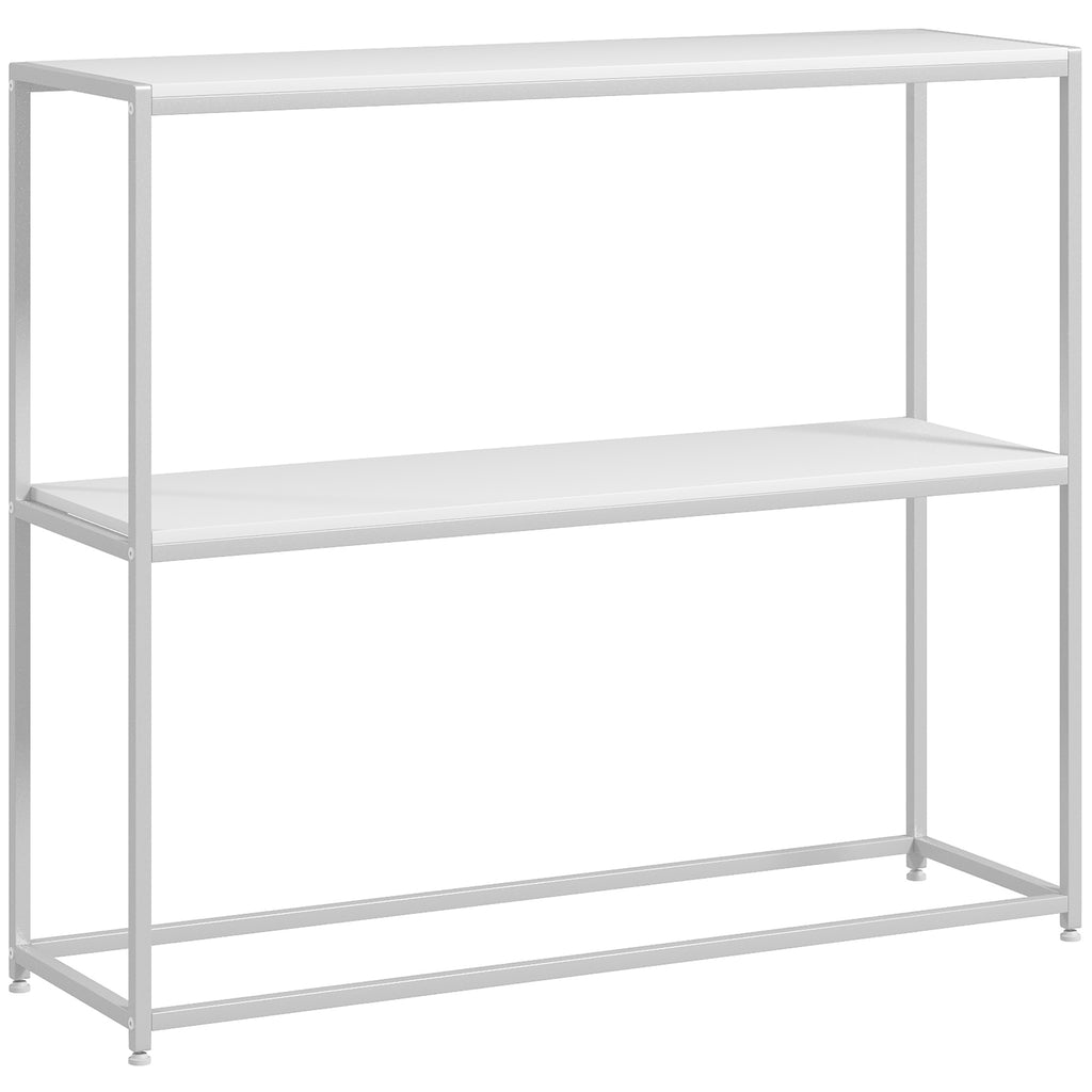 Table console en acier 2 étagères design moderne pour salon entrée couloir 100 x 30 x 87 cm blanc-0
