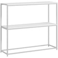 Table console en acier 2 étagères design moderne pour salon entrée couloir 100 x 30 x 87 cm blanc-0