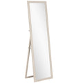 Miroir sur Pied Rectangulaire 160 x 50 cm, Cadre Texturé à Effet Pierre, Angle d'Inclinaison Réglable, Blanc-0