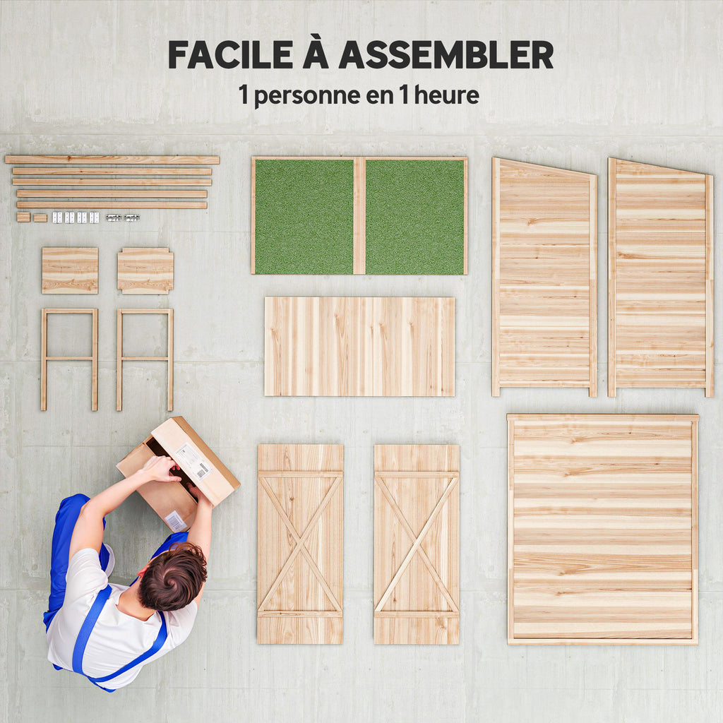 Abri de jardin en bois armoire de jardin en bois avec table, toit en asphalte, 140 x 75 x 157 cm, effet bois naturel-6