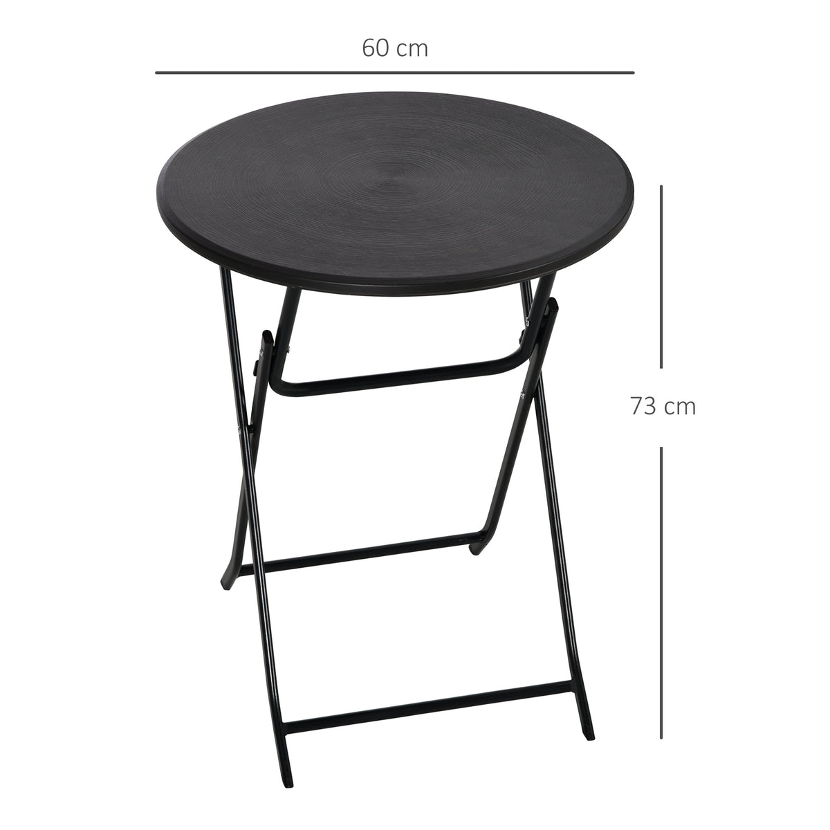 Table basse extérieure pour 2 personnes, table de jardin ronde avec structure en acier, Ø 60 x 73H cm, gris foncé-2