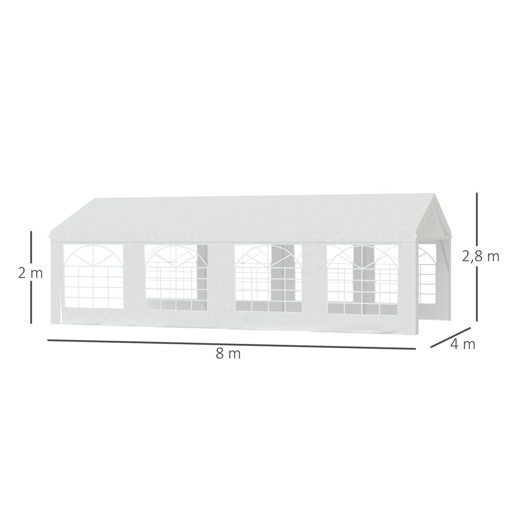 Tente Tonnelle de Réception Jardin Chapiteau PE Imperméable Tube Acier 7.98L x 3.92l x 2.8Hm Blanc Neuf 14-2