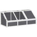 Maison enclos cage pour petit animal tortue en bois avec couvercle ouvrable, loquets, 2 espaces distincts, gris-0