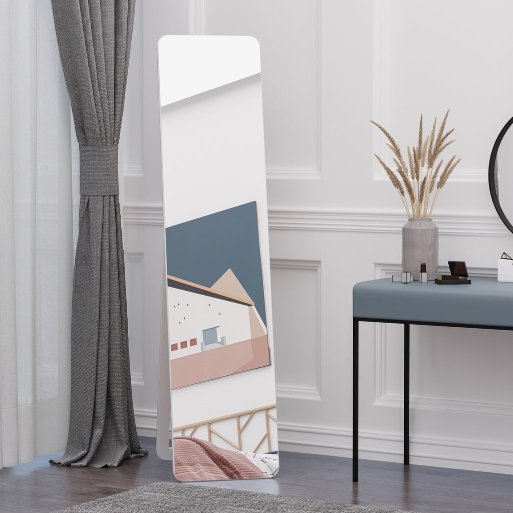 Miroir sur Pied et Mural rectangulaire dim. 37L x 43l x 156H cm Bois Aspect Blanc-9