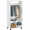 Armoire penderie étagère 2 niches 4 roulettes pivotantes dim. 60L x 40l x 128H cm Blanc-0