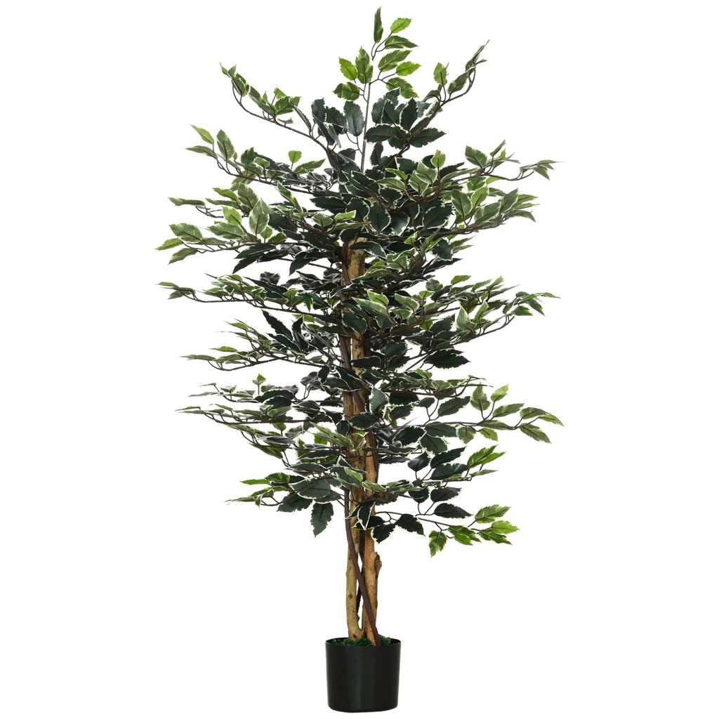Plante artificielle ficus tronc branches liane lichen feuilles grand réalisme pot inclus hauteur 1,3 m-0
