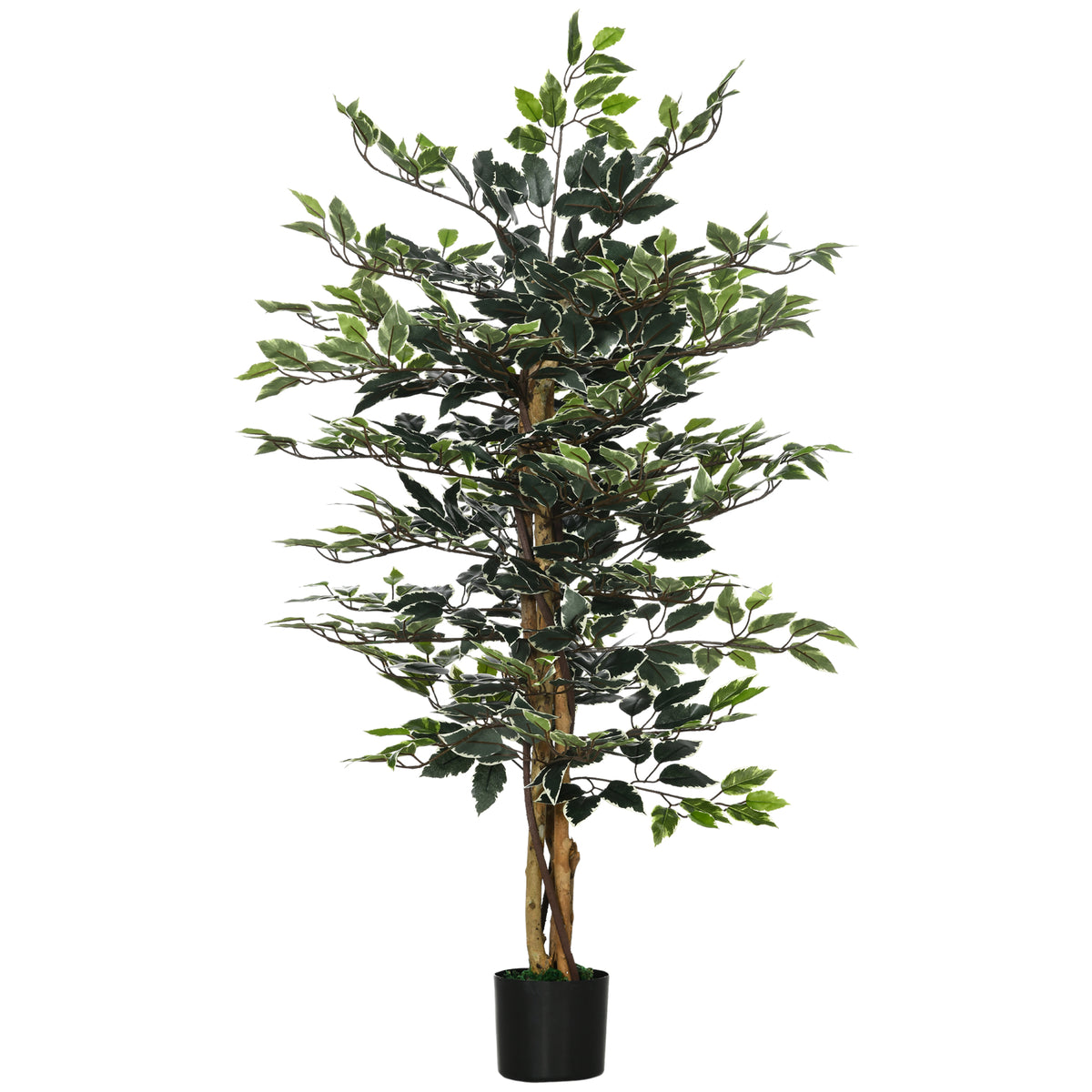 Plante artificielle ficus tronc branches liane lichen feuilles grand réalisme pot inclus hauteur 1,3 m-0
