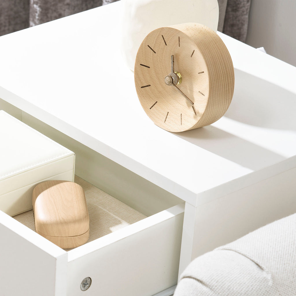 Lot de 2 tables de chevet, table de nuit moderne avec tiroir et pieds en bois massif, 40,5 x 30,5 x 60 cm, blanc-8