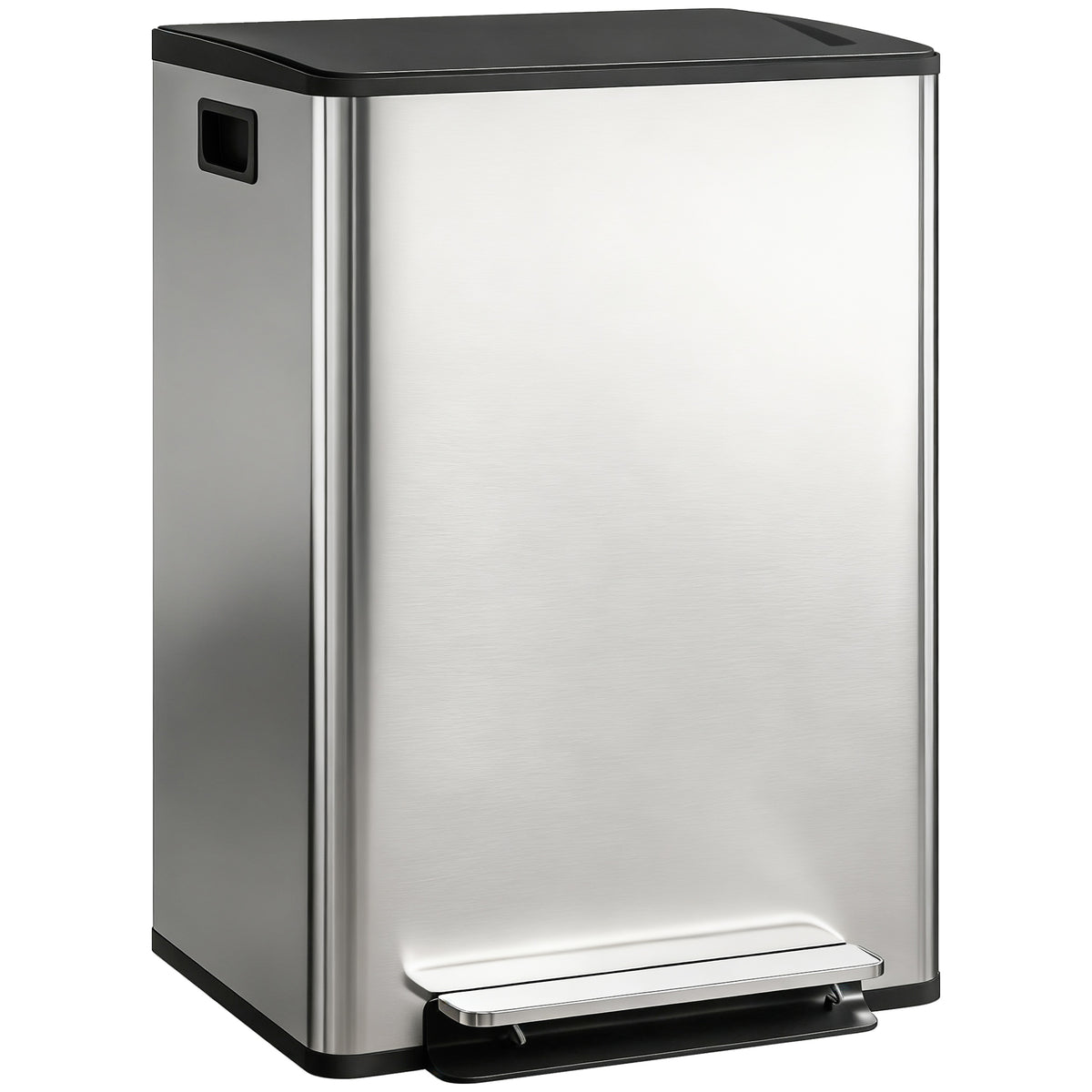 Poubelle à double compartiment 2 x 30L, poubelle cuisine à pédale, couvercle à fermeture douce, 47,5x37,5x67cm, argent-0