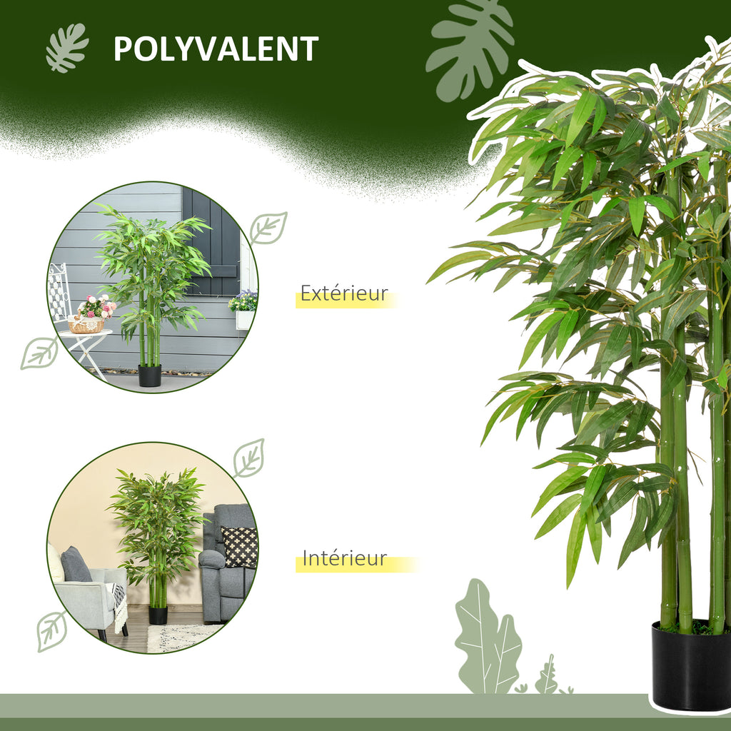 Plante artificielle bambou arbre artificiel 140 cm avec pot, fausse plante vert décoration d'intérieur-4