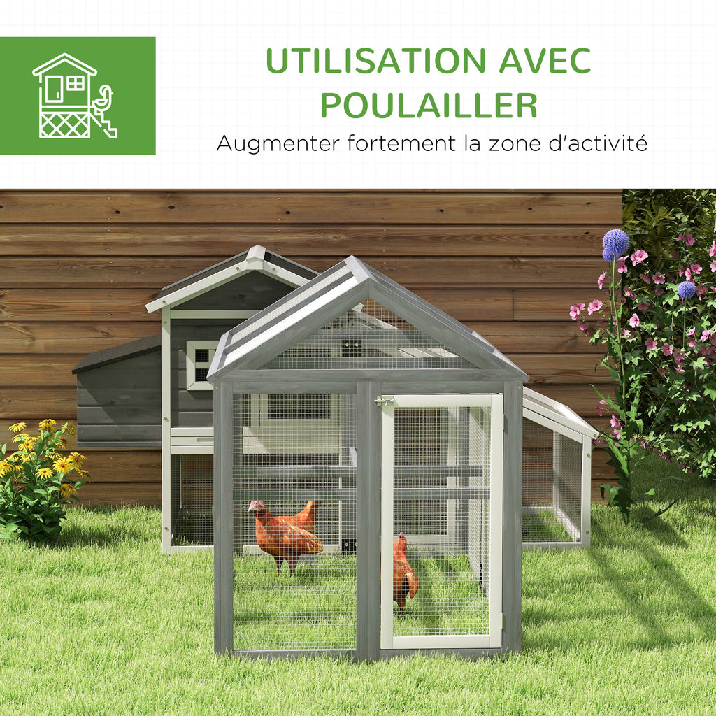 Enclos poulailler 1,18 m², parc grillagé avec porte verrouillables, cadre en bois massif, 140 x 88,5 x 106 cm, gris-5