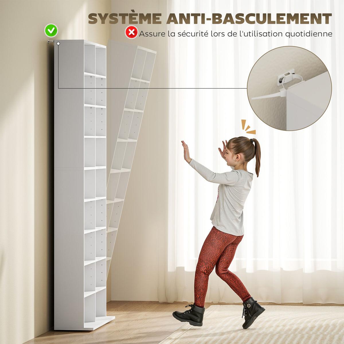 Rangements pour CD et DVD 18 compartiments capacité max. 640 CD/360 DVD 430 Blu-ray 78,5 x 24 x 175 cm blanc-5