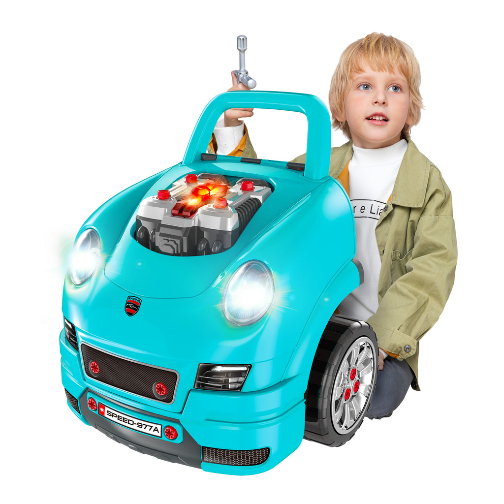 Camion mécano 2 en 1 jouet bricolage enfant jeu d'imitation mécanicien nombreux qccessoires total de 61 pièces bleu-9